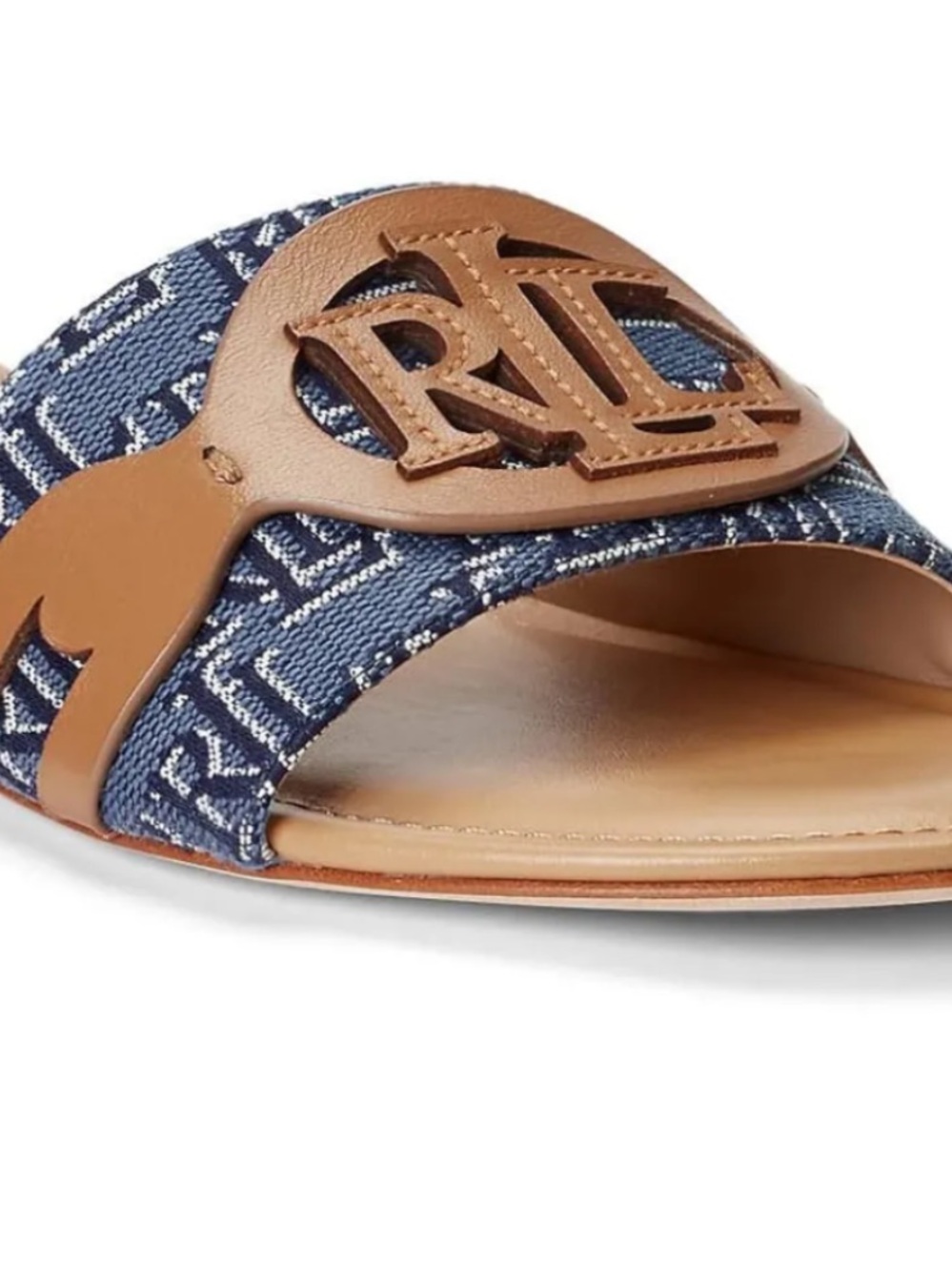 Ralph Lauren Allegra Monogram Jaquard Slide Sandals